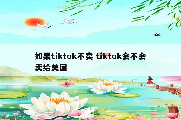 如果tiktok不卖 tiktok会不会卖给美国