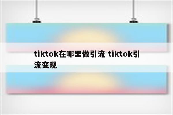 tiktok在哪里做引流 tiktok引流变现