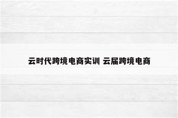 云时代跨境电商实训 云届跨境电商