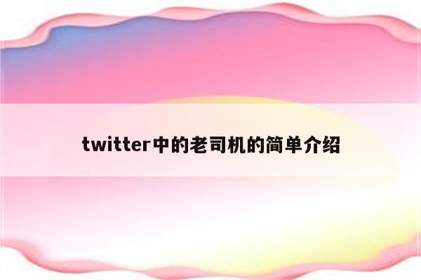 twitter中的老司机的简单介绍