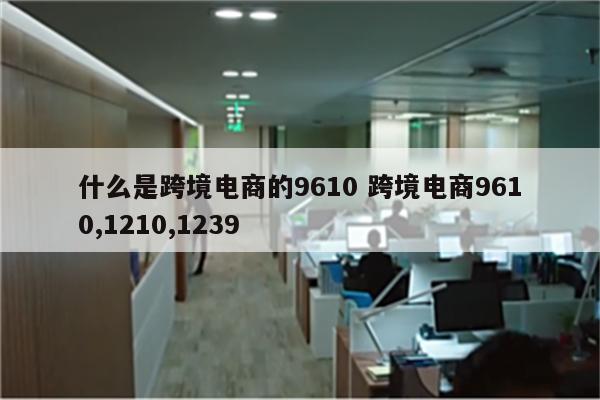 什么是跨境电商的9610 跨境电商9610,1210,1239