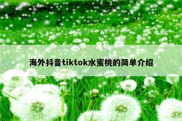 海外抖音tiktok水蜜桃的简单介绍
