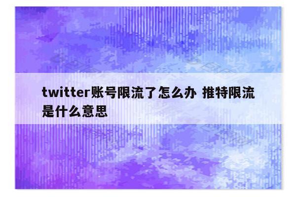 twitter账号限流了怎么办 推特限流是什么意思