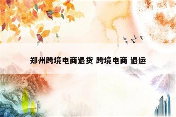 郑州跨境电商退货 跨境电商 退运