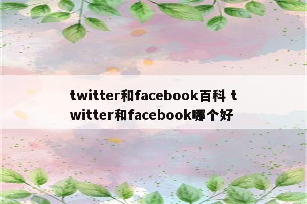twitter和facebook百科 twitter和facebook哪个好