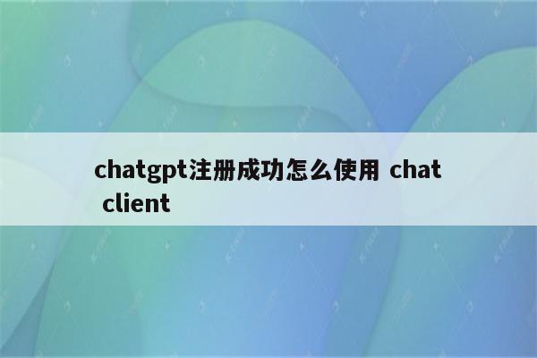 chatgpt注册成功怎么使用 chat client