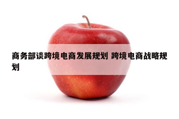 商务部谈跨境电商发展规划 跨境电商战略规划