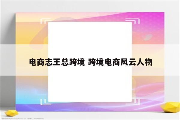 电商志王总跨境 跨境电商风云人物