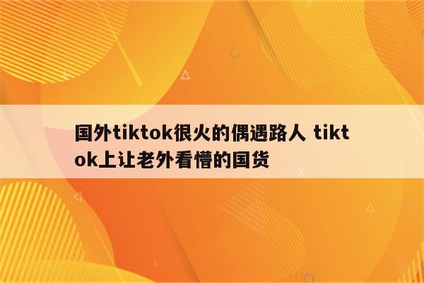 国外tiktok很火的偶遇路人 tiktok上让老外看懵的国货