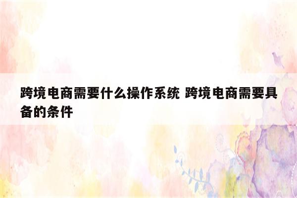 跨境电商需要什么操作系统 跨境电商需要具备的条件