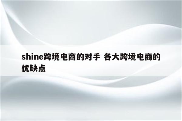 shine跨境电商的对手 各大跨境电商的优缺点