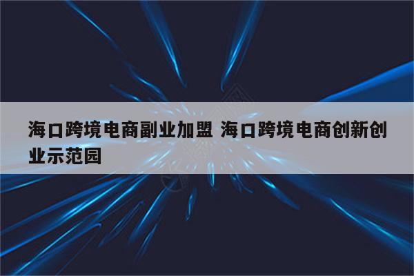 海口跨境电商副业加盟 海口跨境电商创新创业示范园