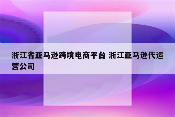 浙江省亚马逊跨境电商平台 浙江亚马逊代运营公司