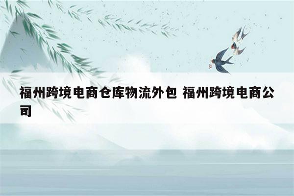 福州跨境电商仓库物流外包 福州跨境电商公司