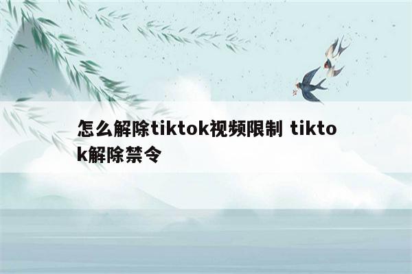 怎么解除tiktok视频限制 tiktok解除禁令