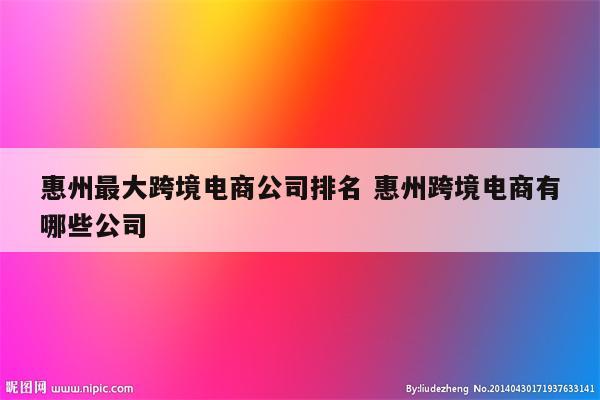 惠州最大跨境电商公司排名 惠州跨境电商有哪些公司