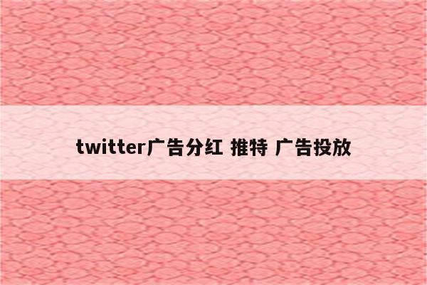 twitter广告分红 推特 广告投放