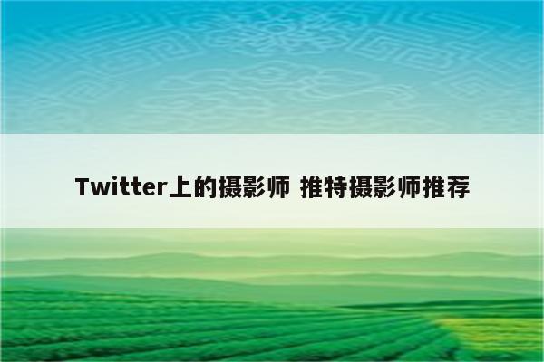 Twitter上的摄影师 推特摄影师推荐