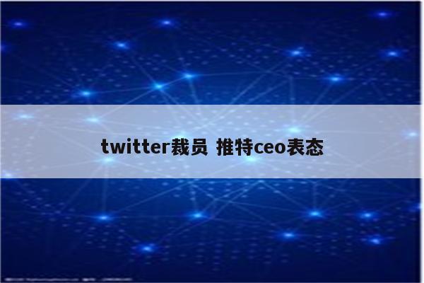 twitter裁员 推特ceo表态