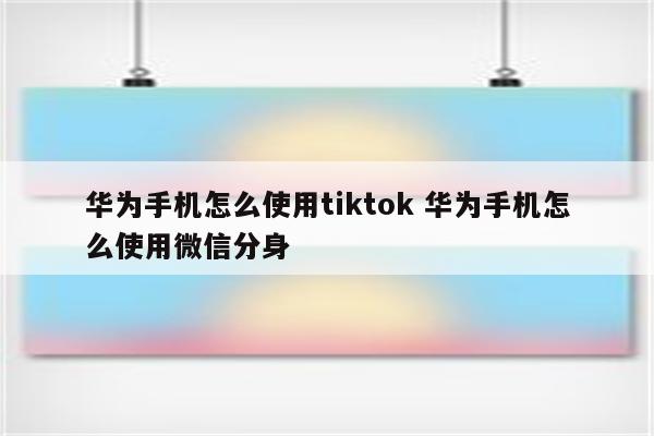 华为手机怎么使用tiktok 华为手机怎么使用微信分身