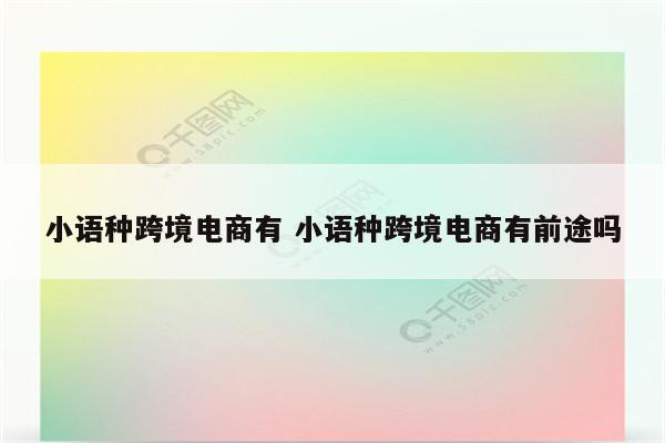 小语种跨境电商有 小语种跨境电商有前途吗