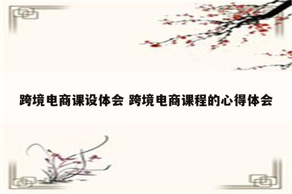 跨境电商课设体会 跨境电商课程的心得体会