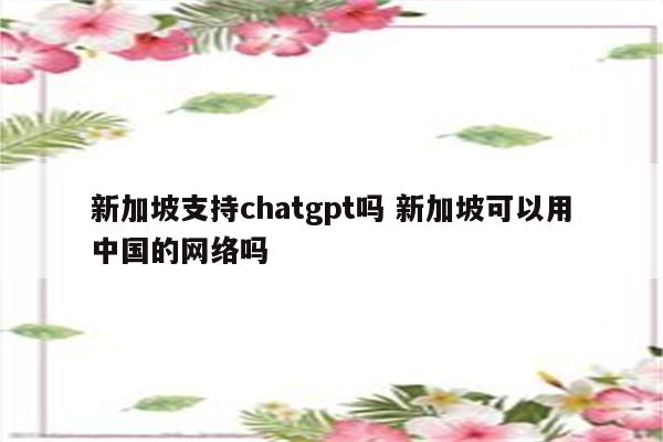 新加坡支持chatgpt吗 新加坡可以用中国的网络吗