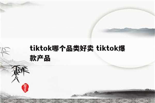 tiktok哪个品类好卖 tiktok爆款产品