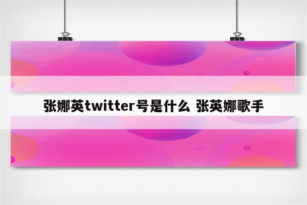 张娜英twitter号是什么 张英娜歌手