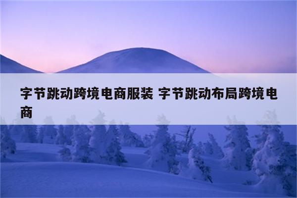 字节跳动跨境电商服装 字节跳动布局跨境电商