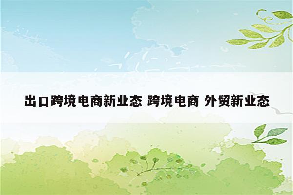 出口跨境电商新业态 跨境电商 外贸新业态