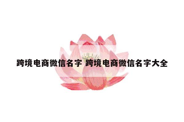 跨境电商微信名字 跨境电商微信名字大全