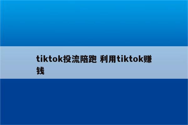 tiktok投流陪跑 利用tiktok赚钱