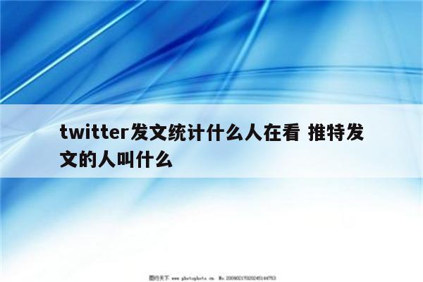 twitter发文统计什么人在看 推特发文的人叫什么