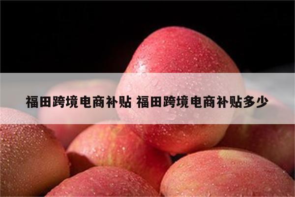 福田跨境电商补贴 福田跨境电商补贴多少