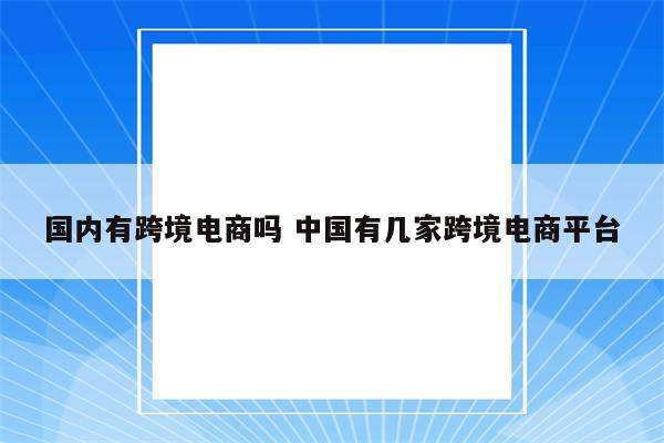 国内有跨境电商吗 中国有几家跨境电商平台