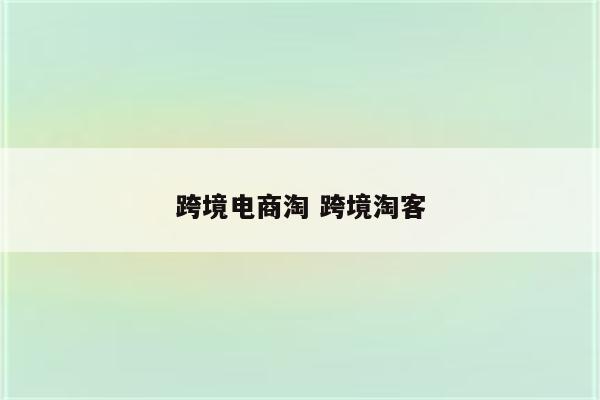 跨境电商淘 跨境淘客