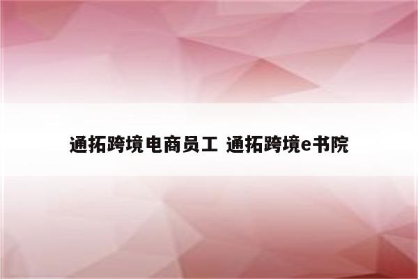 通拓跨境电商员工 通拓跨境e书院
