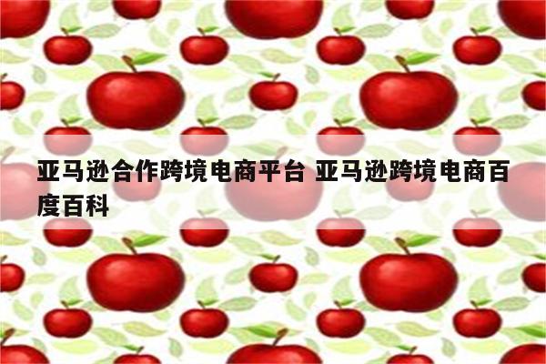 亚马逊合作跨境电商平台 亚马逊跨境电商百度百科