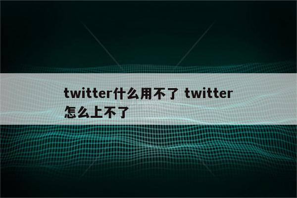 twitter什么用不了 twitter怎么上不了