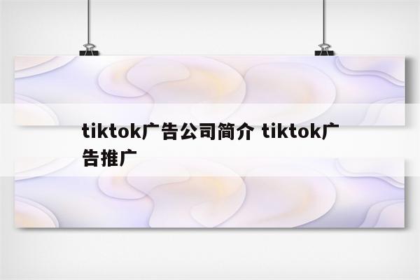 tiktok广告公司简介 tiktok广告推广