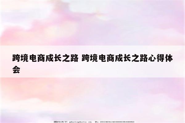 跨境电商成长之路 跨境电商成长之路心得体会