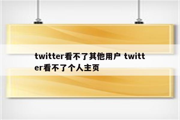 twitter看不了其他用户 twitter看不了个人主页