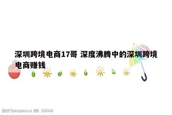 深圳跨境电商17哥 深度沸腾中的深圳跨境电商赚钱