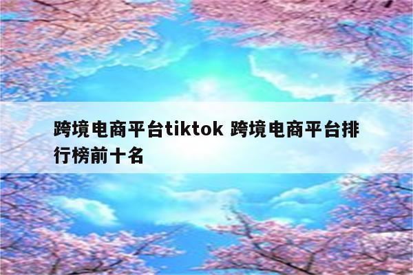 跨境电商平台tiktok 跨境电商平台排行榜前十名