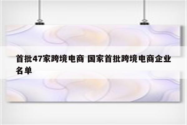 首批47家跨境电商 国家首批跨境电商企业名单