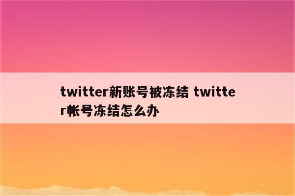 twitter新账号被冻结 twitter帐号冻结怎么办