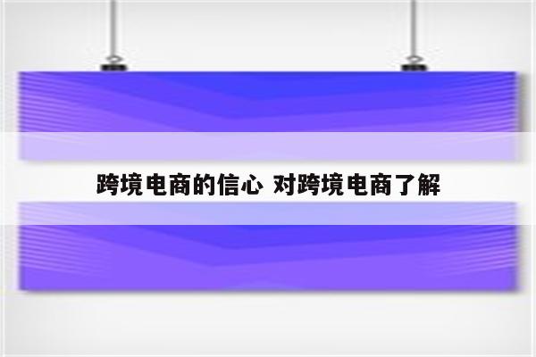 跨境电商的信心 对跨境电商了解