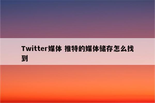 Twitter媒体 推特的媒体储存怎么找到