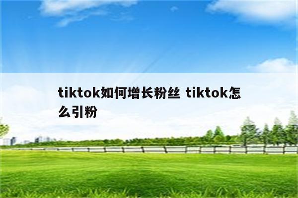 tiktok如何增长粉丝 tiktok怎么引粉